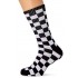 Checkerboard Crew Socks - Black White
