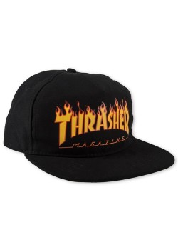 Thrasher Cap Flame Snapback - Black