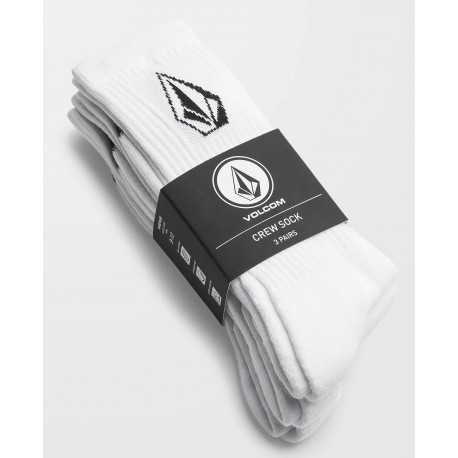 Volcom Full Stone  X 3 Socks - White