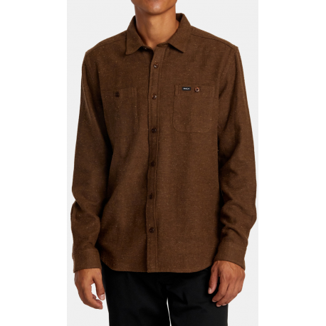 RVCA HARVEST NEPS FLANNEL SHIRT - BROWN